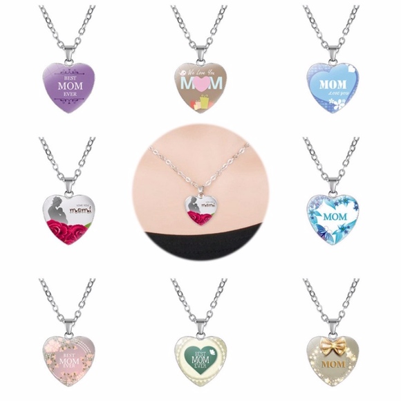 Dainty Mom Engraved Heart Pendant Necklace - Picture 3 of 8